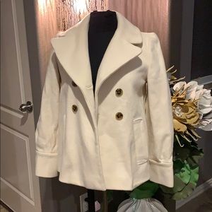 Banana Republic Cream & Tortoise Pea Coat